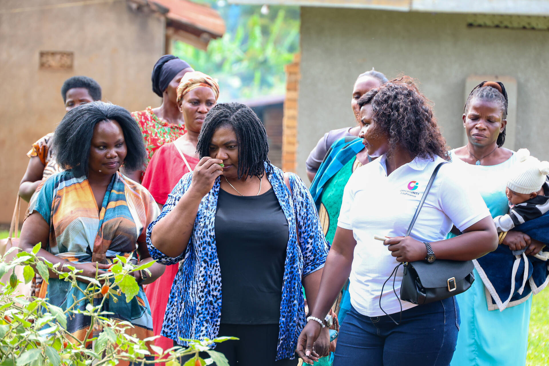 Mary Addo-Mensah inspecting a plant in Uganda. Photo Credit: Jason Amoo/Opportunity International